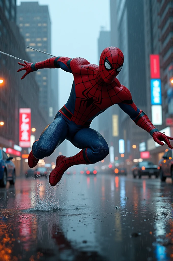 Spiderman raining