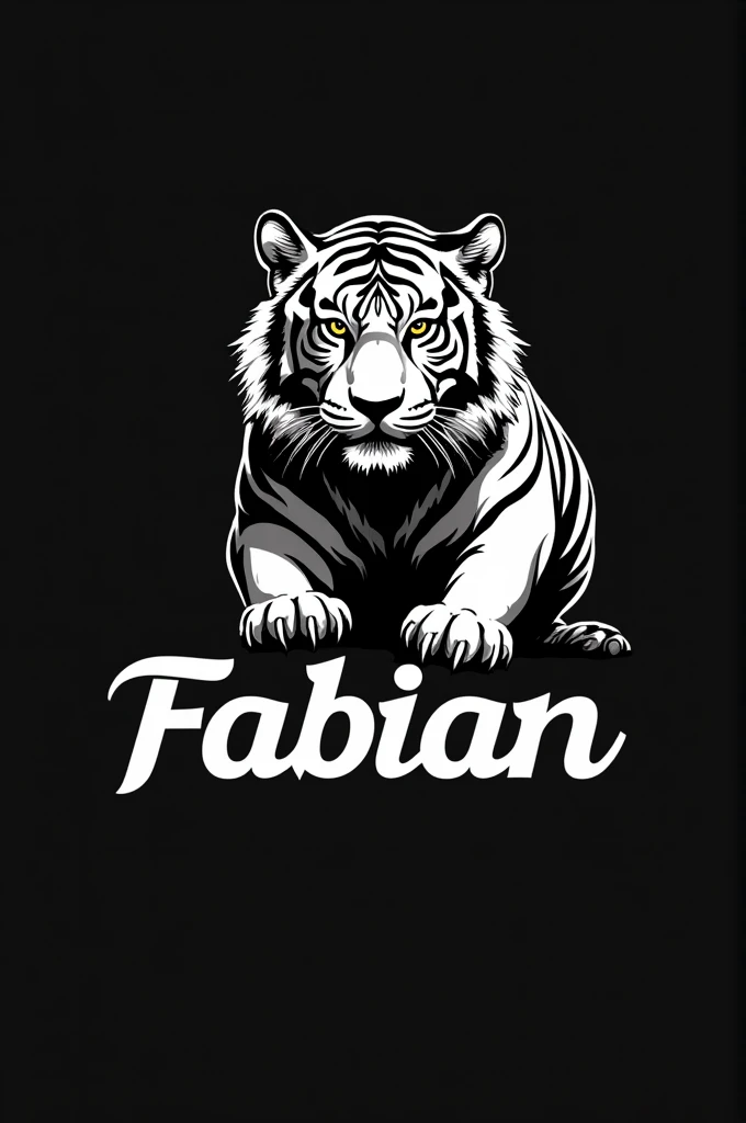 Black and white tiger logo with the name Fabian