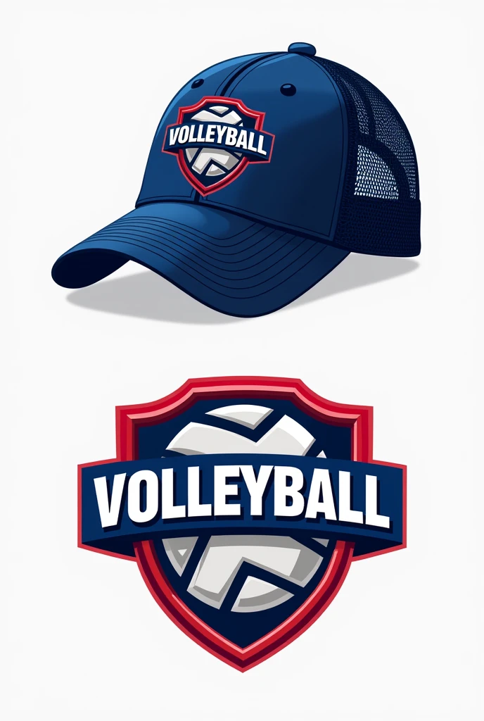 Mesh Logo Volleyball shield colors BLUE WHITE RED, mesh ball hat that says volleyball LLANE RO S 