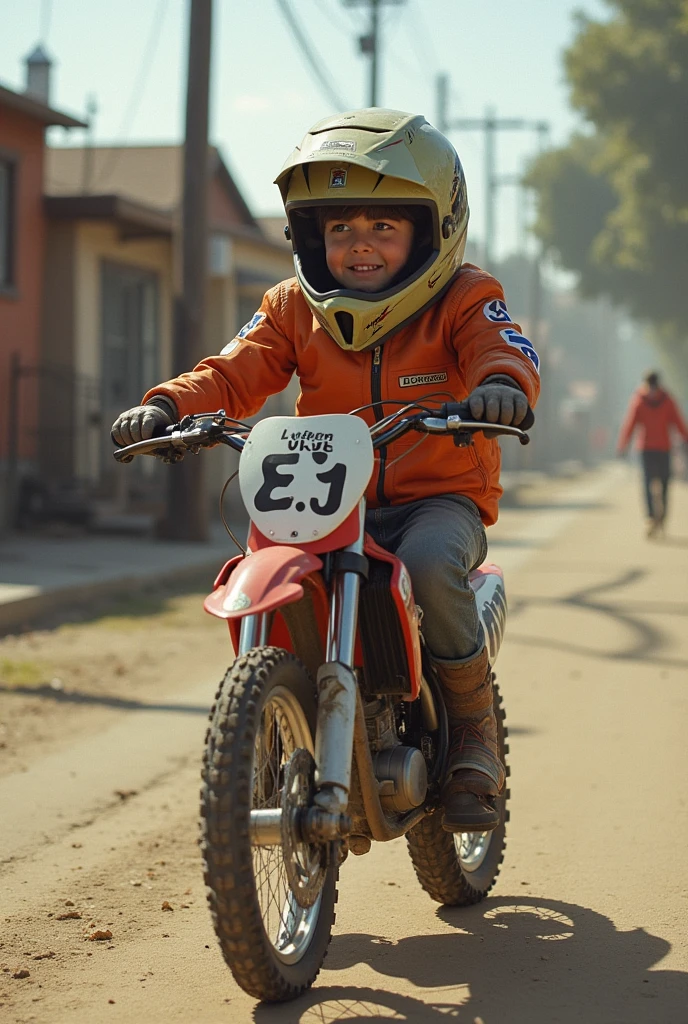 Cree un garcon, sur son VTT dans le Theme du film E.T des Annee 1980, inspire toi du film, le gacons sappel Pisano il fait du vtt dans son quartier a los angeles