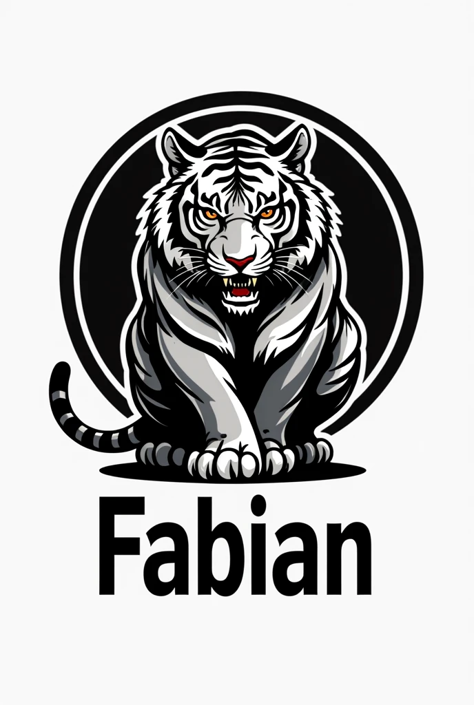 Black and white tiger logo with the name Fabian