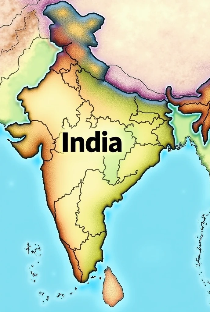 Generate map of India with india written on its front