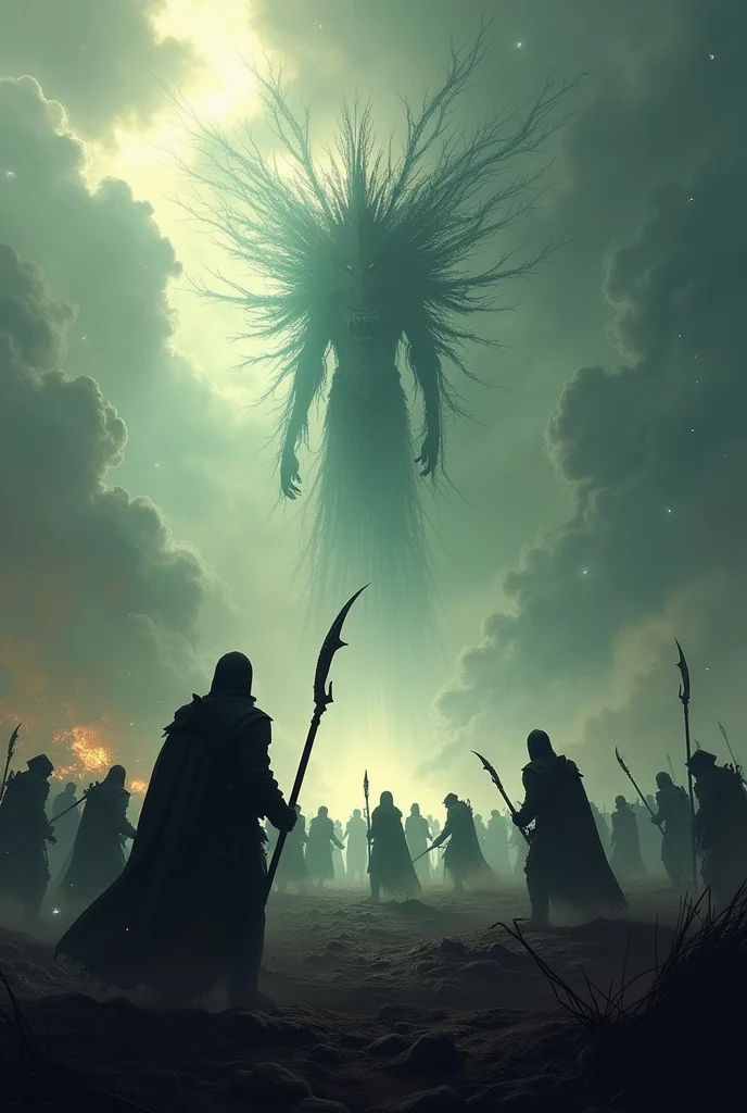 An army of Human silhouette fighting the sky people