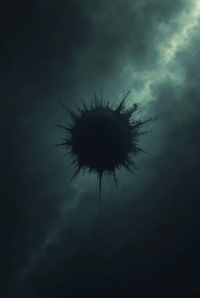 A very small black spot seen from a distance heading towards the earth, in the form of a cosmic horror