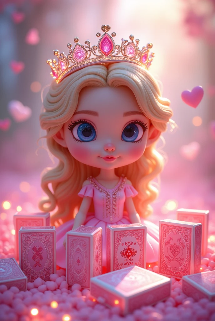 Princess crown and 7 card packs, all pink