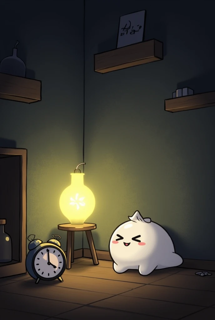 Draw Lumi the Lantern turned off in a corner, Tick the Hand Clock resting on a small table and Cork the Cork on a shelf, but all with expressions of satisfaction. You could make Lumi have a little spark of light in his bulb, symbolizing that she is always ready for the next adventure.