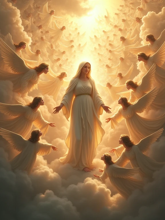 THE HOLY VIRGIN MARY WITH ALL VAST NUMBERS OF ANGELS IN HEAVEN