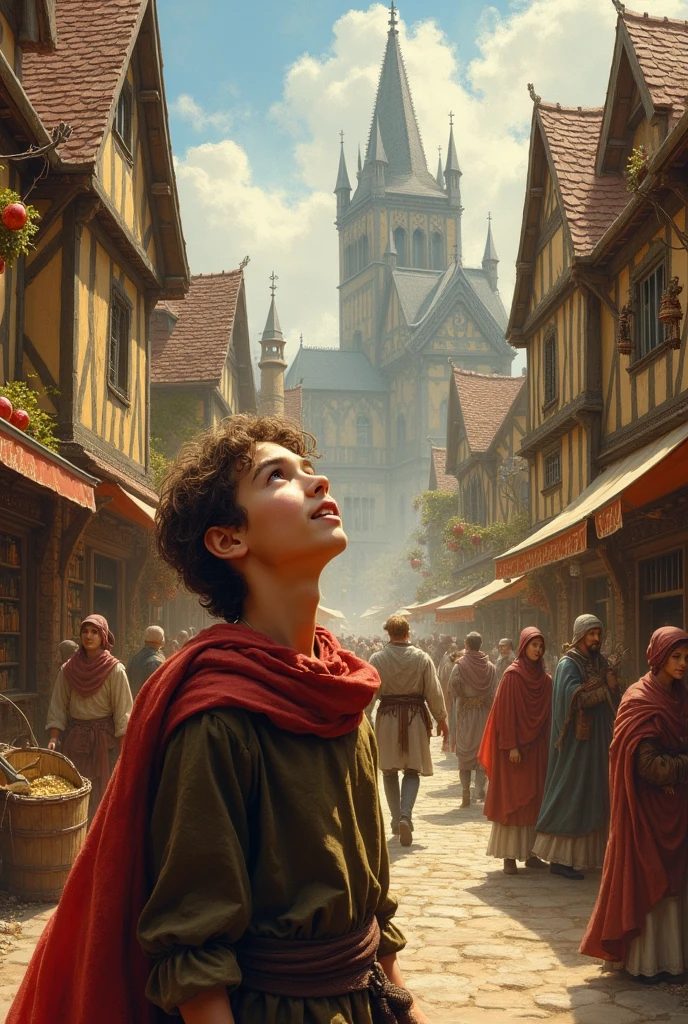 young man regaining his sight and marveling in the middle ages