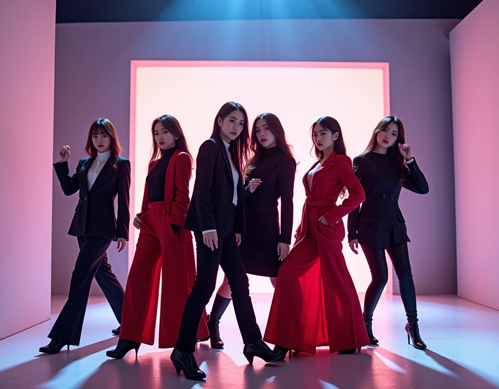 新しいコンセプトアルバムの写真of撮っています. 「Concept photo of female Korean group」of、~Please create it in the style of。 "Feel My Rhythm"