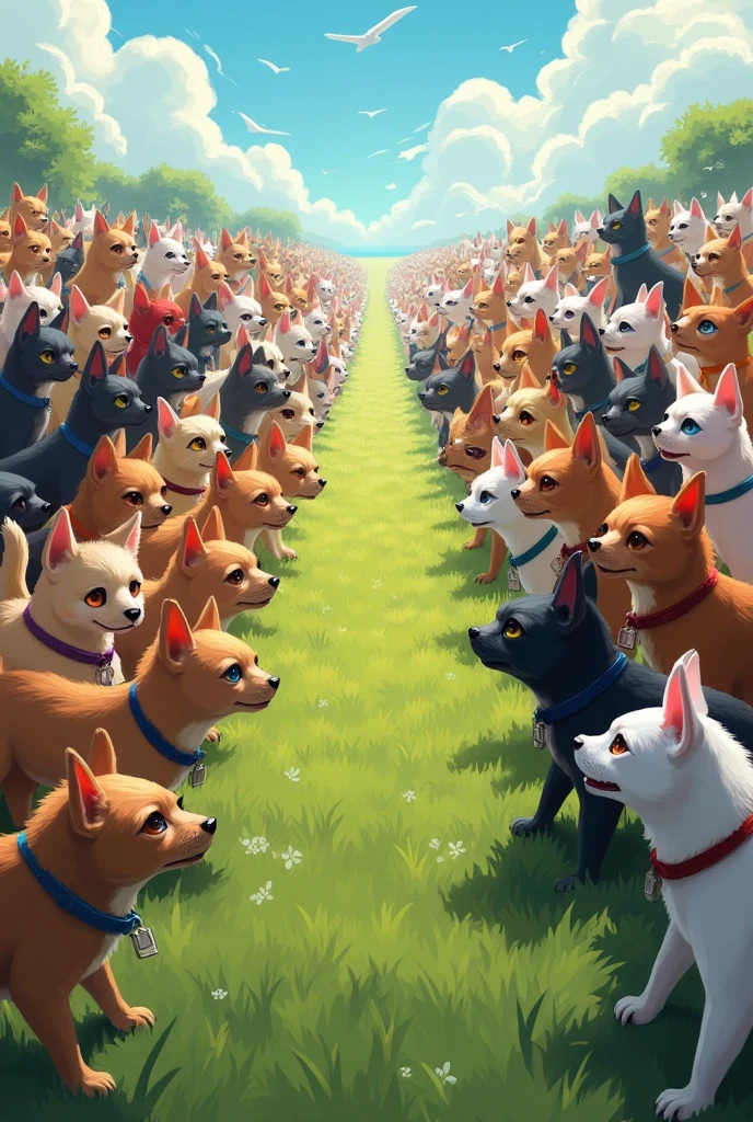 1000 Chihuahua dogs against 1000 colored cats
