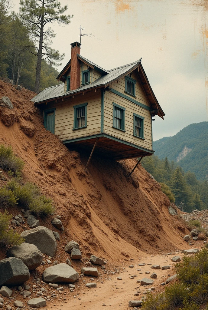 House Landslide Collage art
