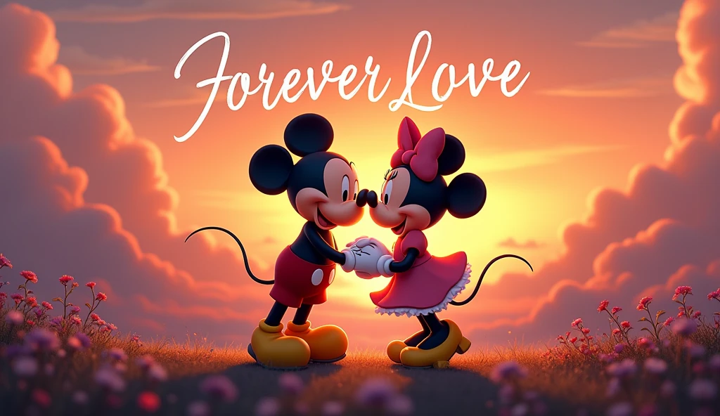 Mickey and minnie mouse in love at sunset
Lettering forever love,
lettering Julia & Christian