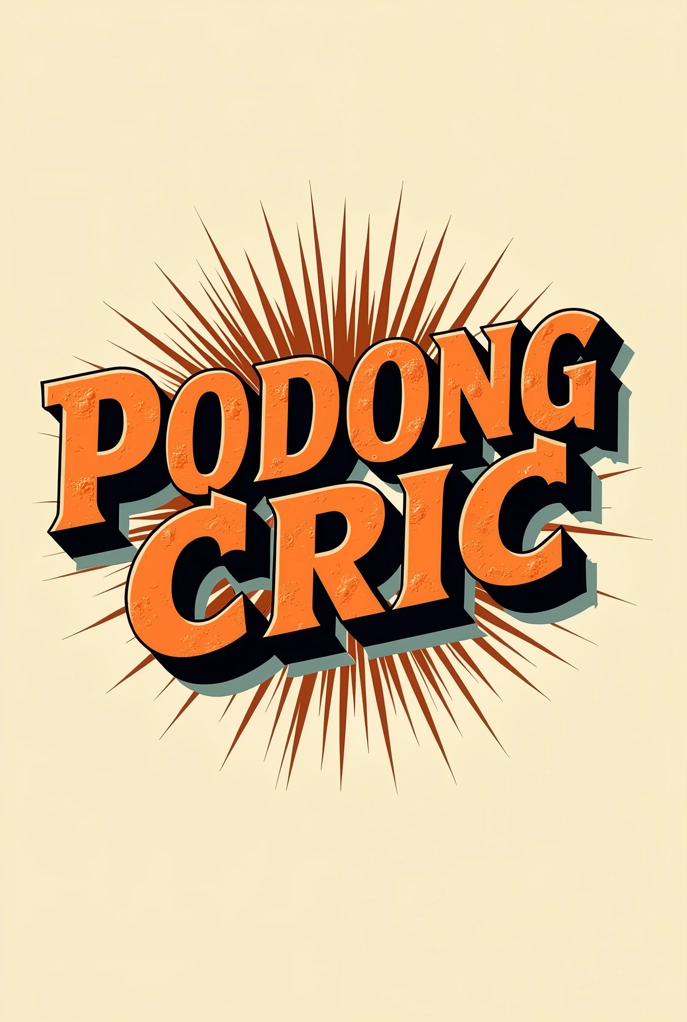 Create wording wrote PODONGCRIC retro font orange black colour