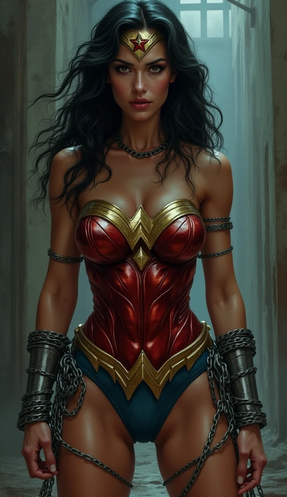 Captured by the enemy、Wonder Woman in chains, lingerie