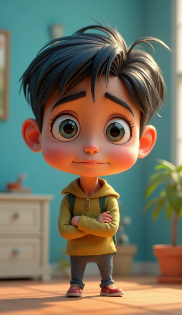 a person with many problems pixar 3d drawing style