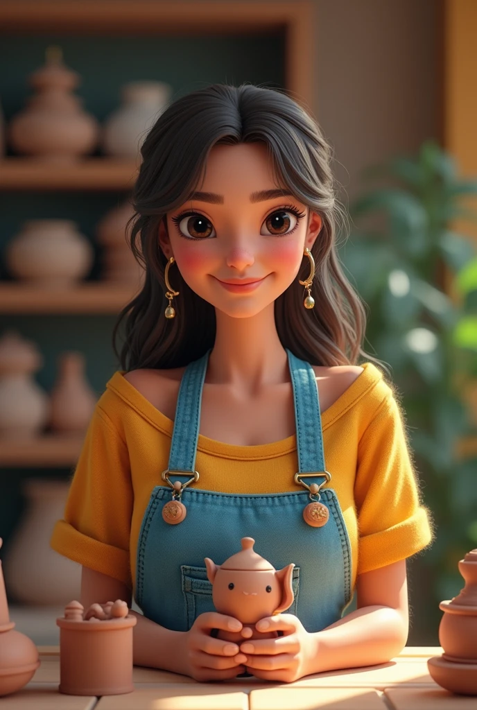 Ana Maria, Brazilian woman from the northeast, an assistant of the Pé di Arte brand, which talks about clay crafts, that is happy and loves art Super realistic image