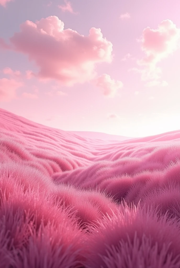 Digital hyperrealistic art, a field with pink tones