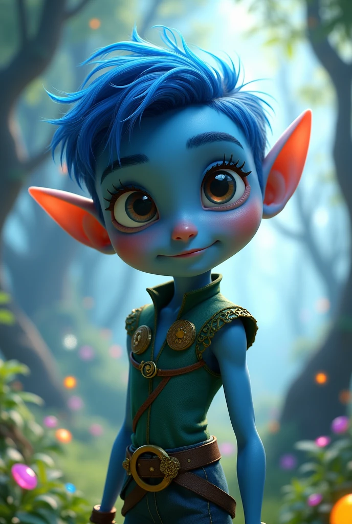 Animated blue elf boy