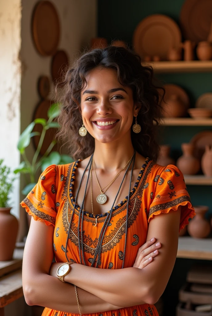 Ana Maria, Brazilian woman from the northeast, an assistant of the Pé di Arte brand, which talks about clay crafts, that is happy and that loves art realism