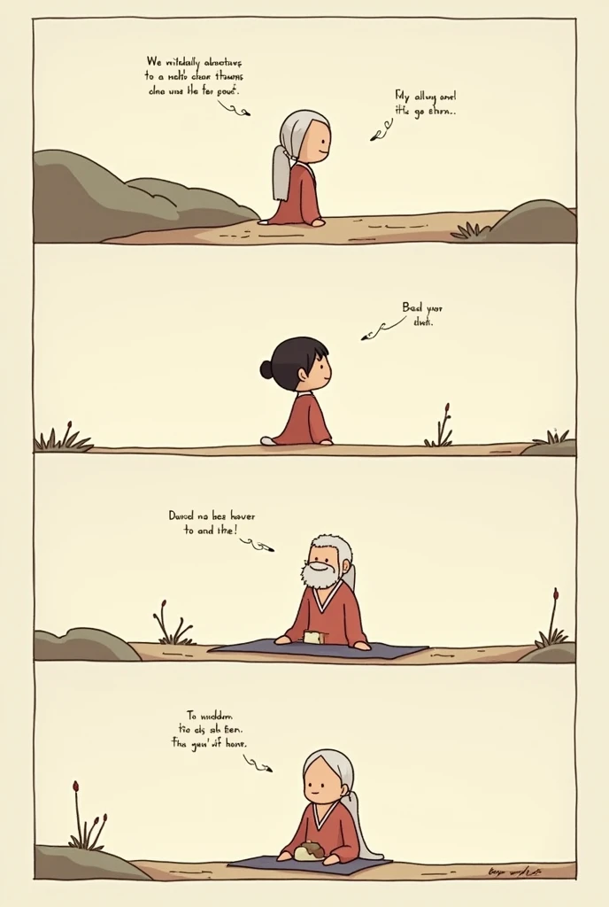 Create a 4-frame comic of wisdom 