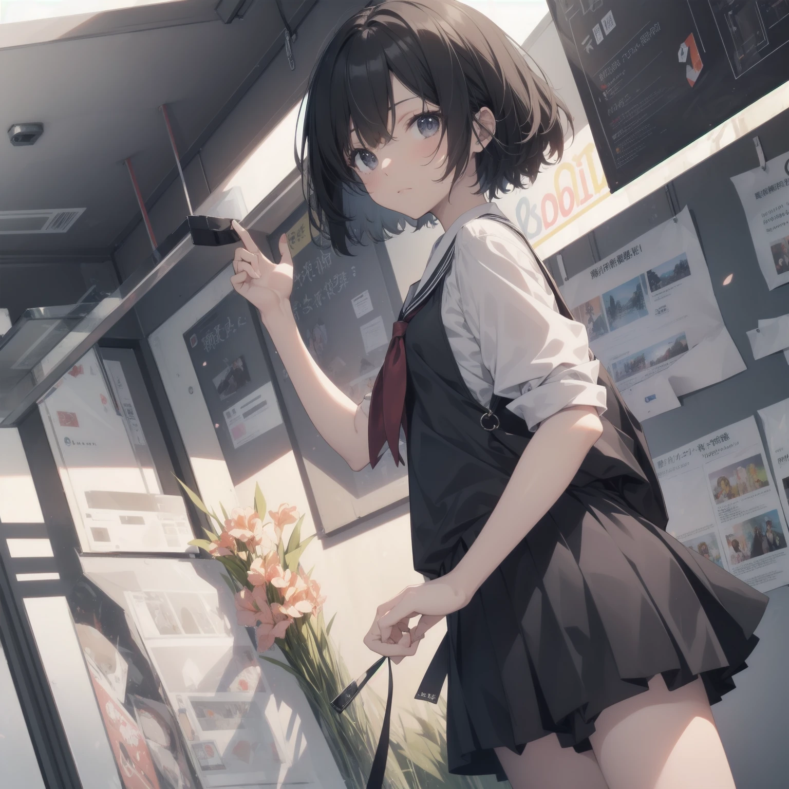 ultra-absurdres-Top quality by artist God, ultra-detailed, high resolution, anime moe artstyle, best anime 8k konachan wallpaper, pixiv contest winner, pool:2810, perfect anatomy,break, 1girl, (Please draw a girl walking sleepily to school alone. )break,(Solo,little female,15age:1.3),Full limbs, complete fingers,a junior high school student, (very short hair), short cut, flat chest, , small butt, small black eyes, beautiful detailed eyes, well-proportioned iris and pupils, expressive eyes, highres detailed hair, soft expression, salor school_uniform, sailor collar, serahuku, bow, pleated skirt,(Detailed Lighting), (Detailed background), in the School commute route. break,super detailed skin, Best cinematic lighting powered by famous artist, 8k,beauty illustration,photoshop_(medium),very aesthetic,break,((artist:echo_(circa) )), artist:clamp ,artist:carnelian ,artist:kantoku ,
