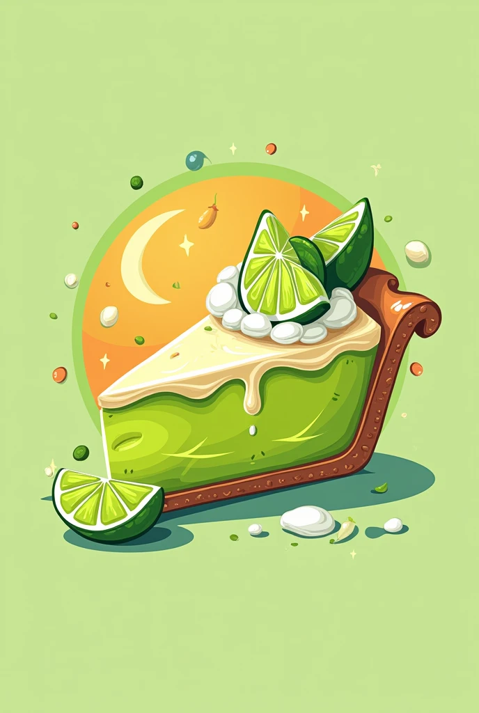 Create a logo with a slice of lime pie with a pie that will be named PAY DE THIAGO with bright colors 