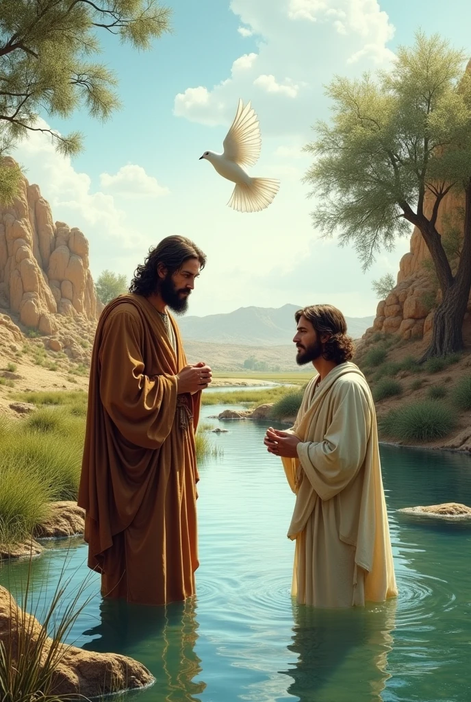 John the Baptist baptising Jesus in Jordan