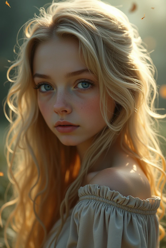 Blonde girl staring