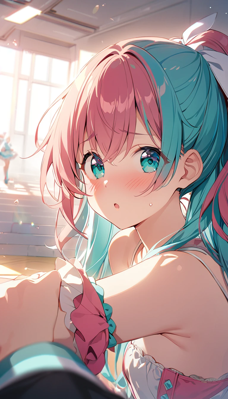 16k,1girl, Momoi Airi\(HATSUNE MIKU: COLORFUL STAGE!\), HATSUNE MIKU: COLORFUL STAGE! ,official style,blush,embarrassed,:o,cute,natural lighting, (masterpiece, best quality),,detailed scenery,looking view,pov,white background
