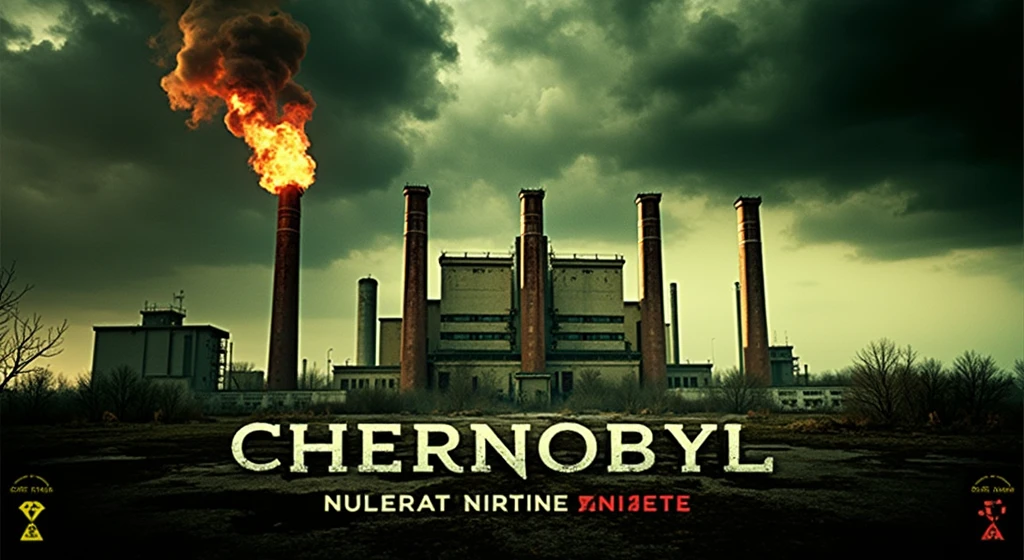 main image:
An iconic photo of the damaged nuclear reactor or the famous image of the city of Pripyat with the reactor in the background.
Alternatively, you can use an image of the reactor itself in flames or in a meltdown phase, which illustrates the magnitude of the accident.
Additional Elements:
Bold text with video title: "Chernobyl: History and What Happened on April 26, 1986".
Add a short line of text or a subtitle, SOM "The Worst Nuclear Accident in History" to contextualize the video.
Use dark colors, SOM tons de cinza e azul escuro, with red elements to highlight danger areas.
Design:
Include graphic elements, SOM radiação ou símbolos de perigo, to reinforce the nuclear theme.
Keep the design clean and focused, so that the title and images stand out clearly.