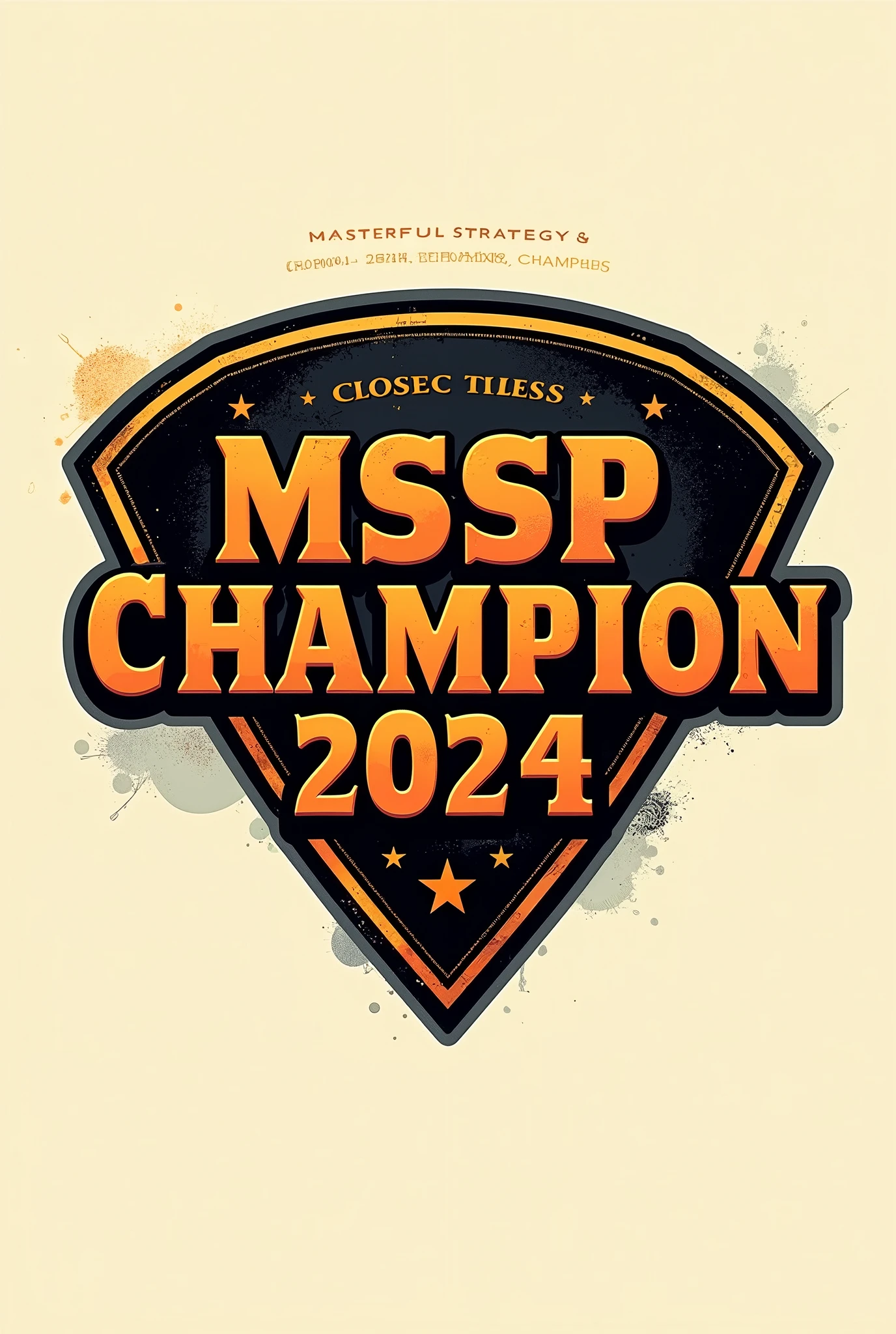 Create wording wrote MSSP CHAMPION 2024  retro font orange black colour