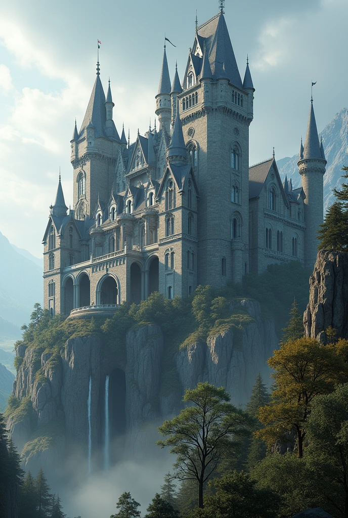 Now generate a 300ft high victorian castle made of granite