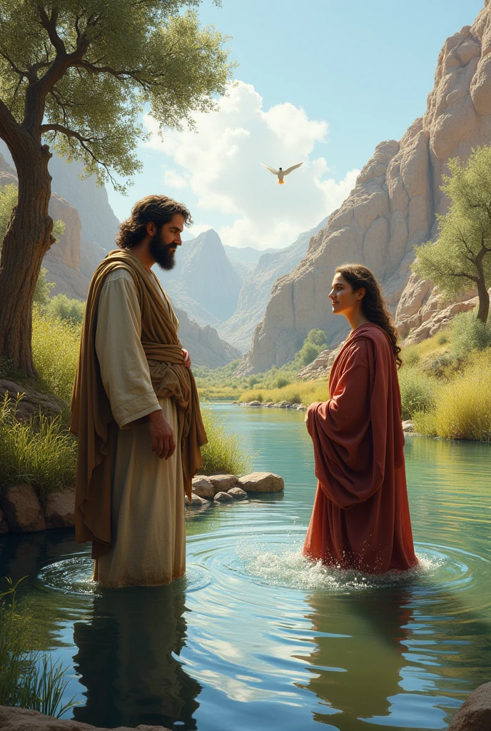 John the baptist baptising Jesus in Jordan
