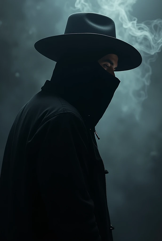 A black hat hacker looking opposite side and smoke is coming