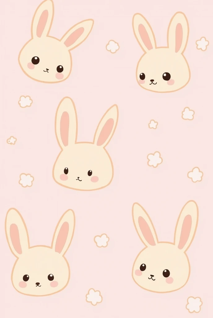 kawaii bunny heads wallpaper baby pink background