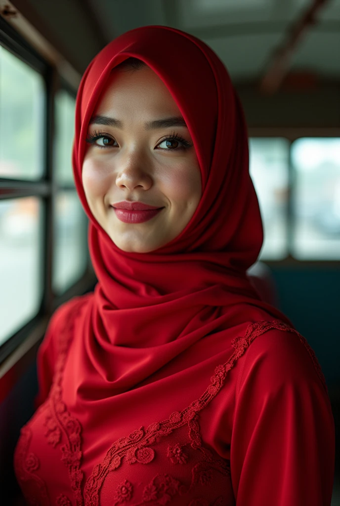 Hijab , portrait half body shoot 1:2 , holding big dick. Pov view. Dominance smile. Perfect theeth.shoot by canon r6 Godox v1 Speedlite. Lace hijab. Wear minimalist flower red hijab. ((Holding big dick)). Girl average 49. Samo matang skin. Upturned eyes. Heavy make up((gangbang fuck)). Perfect hijab((.chinese eyes)) in bus background.pink lips, snube nose big. Beautiful eyesbrow, long lashes. Brown hazel eyes.. chubby face. Indonesia girl nose. Hidung pesek. small pimple lot on skin. Dry skin. Very cute. Big lips heart shape lips