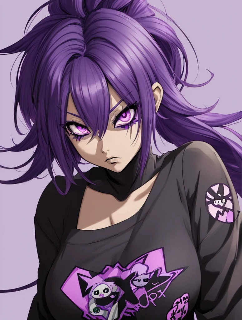 A close up of a person with purple hair and a black top, 1 anime goth girl, anime style character, cartoon character design, best cartoon character design, cartoon character, detailed cartoon character art, interesting character design, female cartoon character, 2 0 2 2 anime style, anime style 2022, animated concept art, cartoon character art