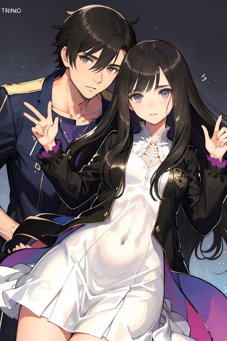 man and woman, couple, love, mature, a cat woman, she has freckles, she has dark brown eyes and an upturned nose, she is happy and smiling, she has long wavy hair, black hair, she is wearing aviator sunglasses with clear lenses in a soft watercolor style. The girl's clothes must be pink, purple, and blue in celebration of the bisexual, with stains of ink and watercolor mixing and filling the scene. he has blonde hair, he is handsome, he is slim. There should be a subtle, nuanced change in colors using the impasto technique with gouache paint. There should be a light rain in the watercolor painting with a little watercolor paper texture and a pastel background.