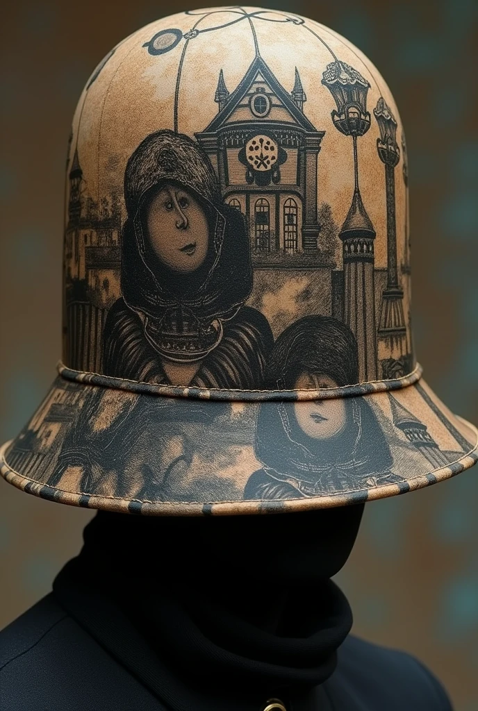 Hat with a design that narrates a significant scene from Hamlet