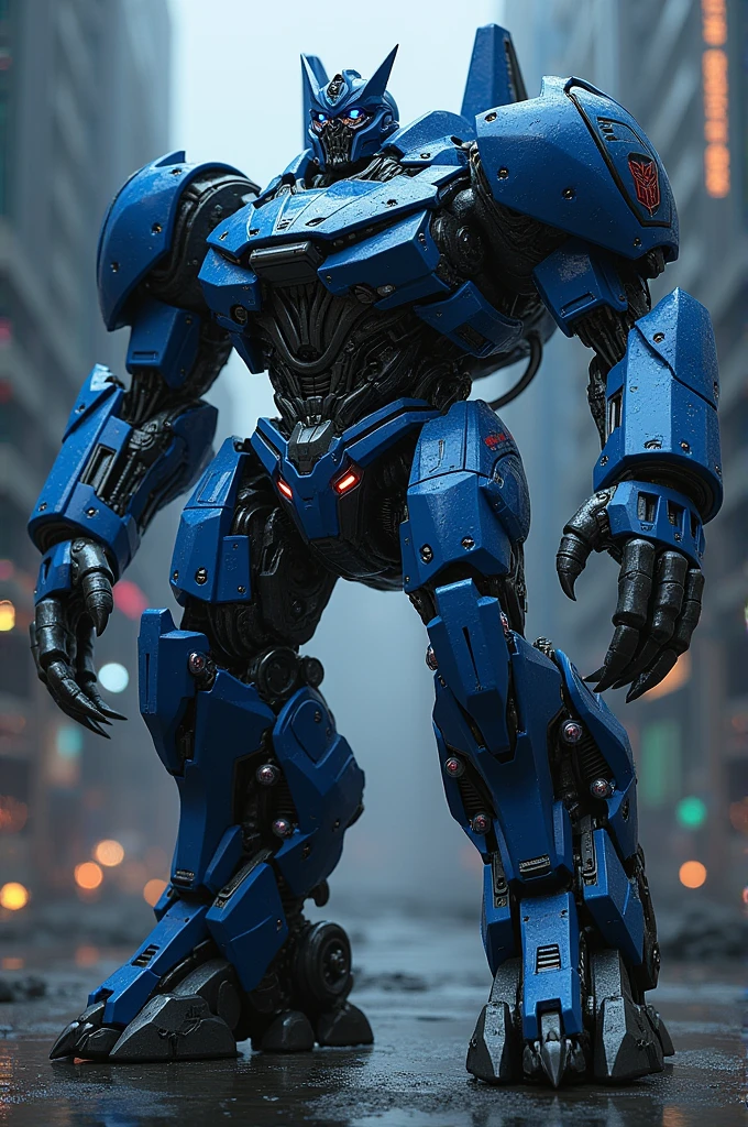 I want a blue Decepticon transformer robot shaped like a mechanical crab