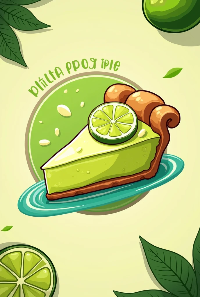 Create a logo with a slice of lime pie with a pie that will be named PAY DE THIAGO with bright colors
