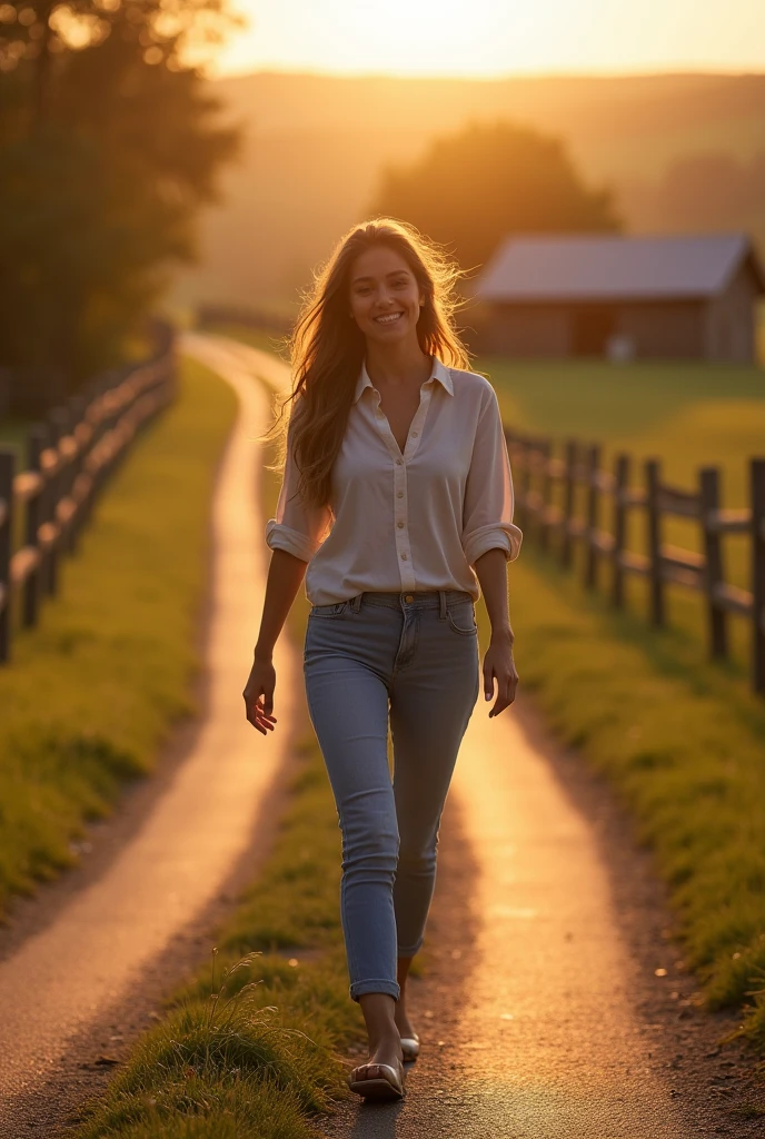 Lifestyle pic "A woman walking around the road with glorious lighting""