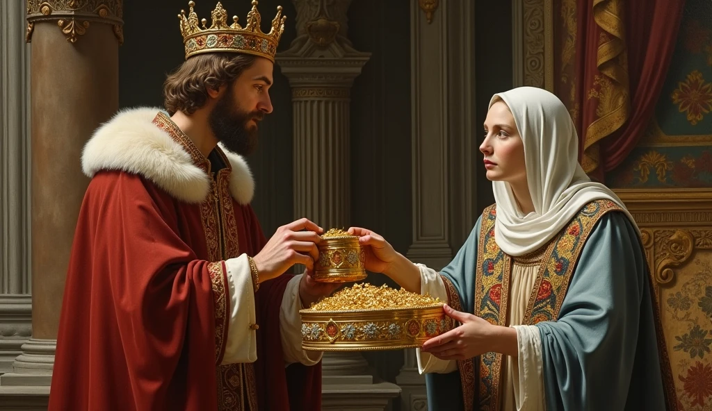The king gifted gold and silver to the saint