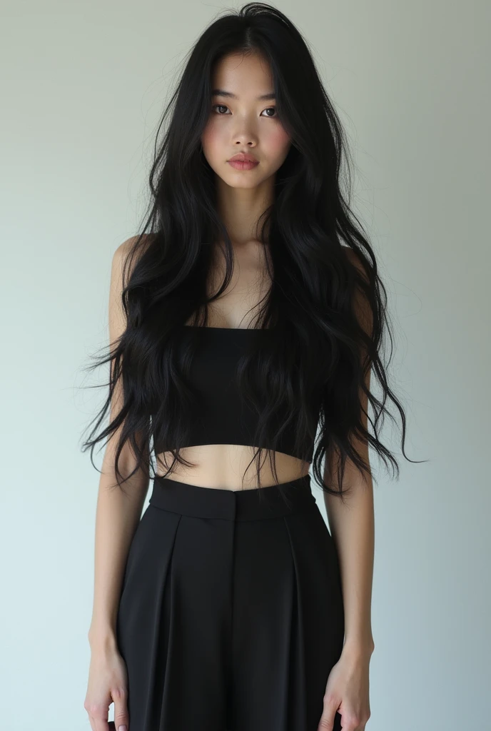  white girl with black hair full body. 
