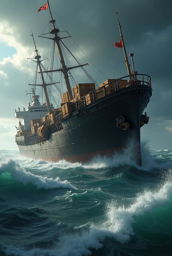 creates an image of a ship with its load unevenly distributed