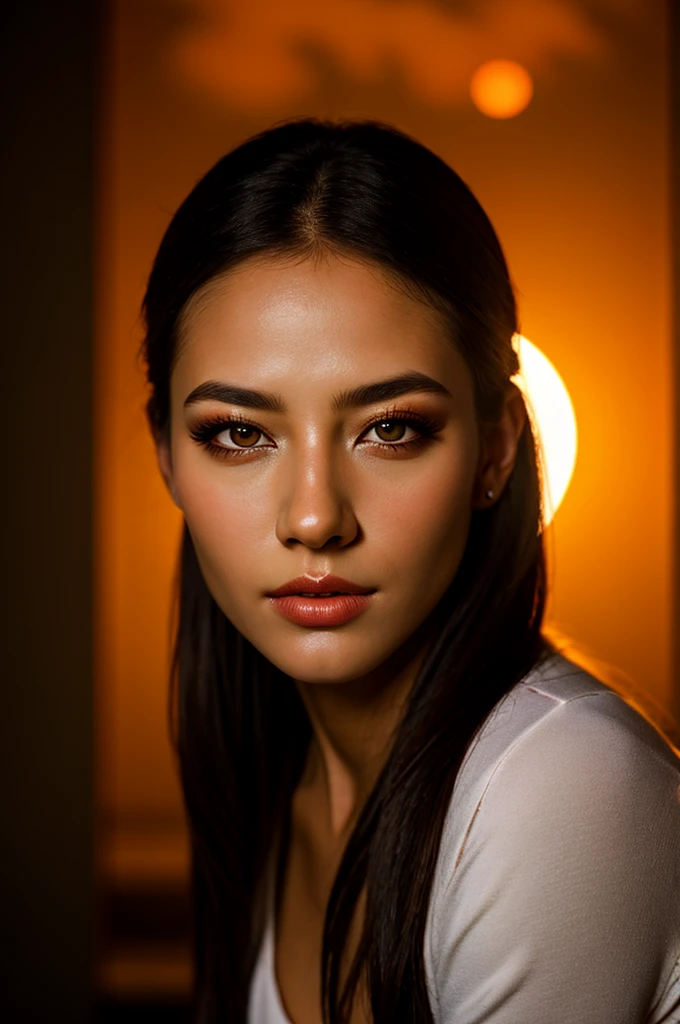 1girl, beautiful face, ((white eyes)), sexy pose, Red moon in the background, stars, space, (lightroom:1.13), soft light, (natural skin texture:1.2), (hyperrealism:1.2), sharp focus, focused,[[realistic]]