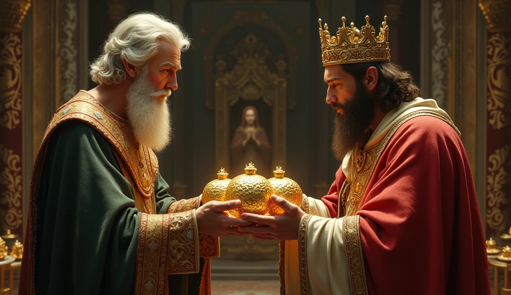 The king gave the saint gold and silver