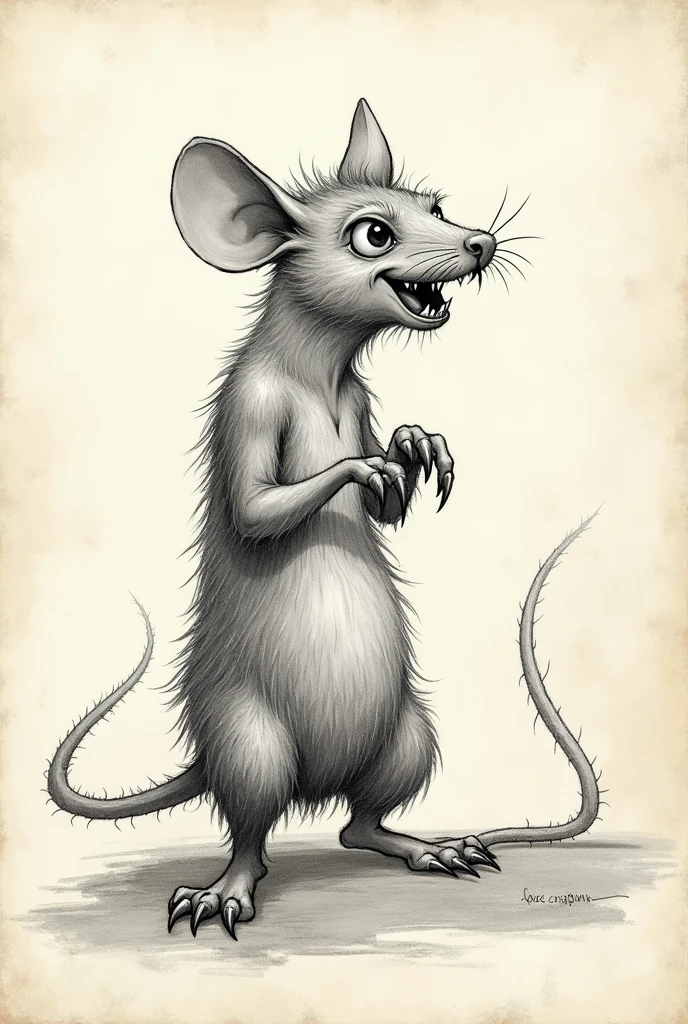 Create a dog-sized rat sketch for Dungeons and Dragons that looks like it was done with pencil and paper
