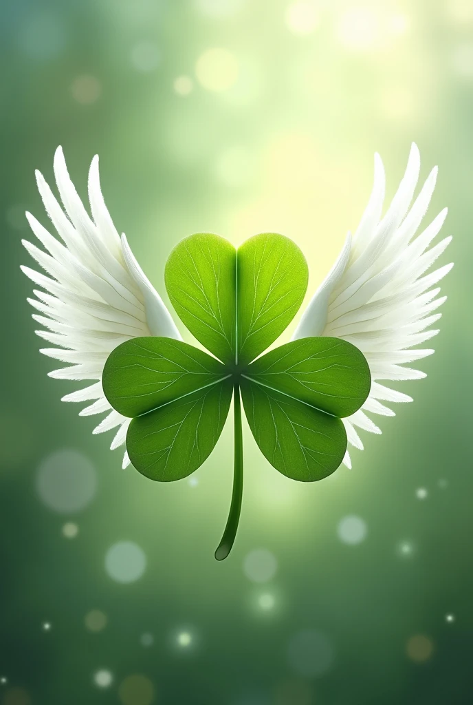 Three clover symbol with 2 white wings