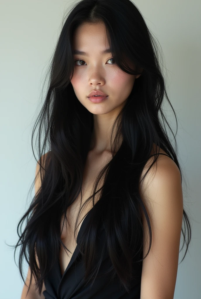  white girl with black hair full body. 
